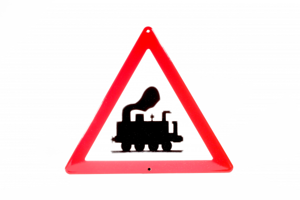 Emailleschild Achtung Dampflok